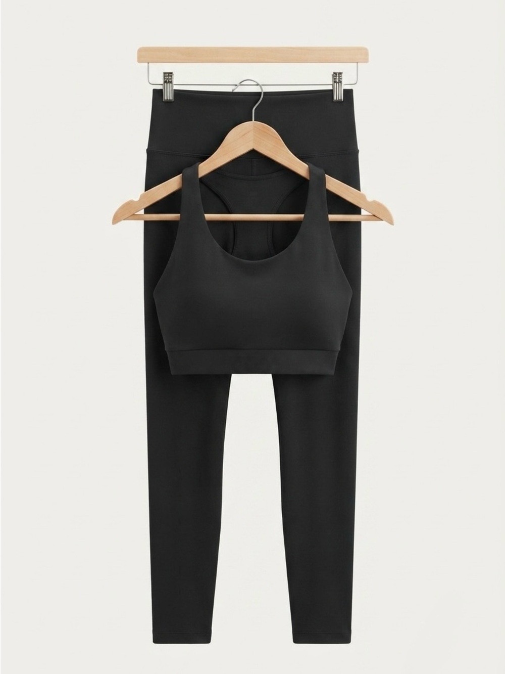New Set of Uniqlo Black High-Waist Leggings with Matching Sports Bra